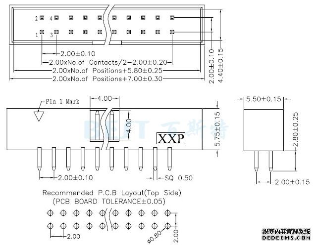 排針排母2.0簡易牛角180° 排針排母2.0簡易牛角180°