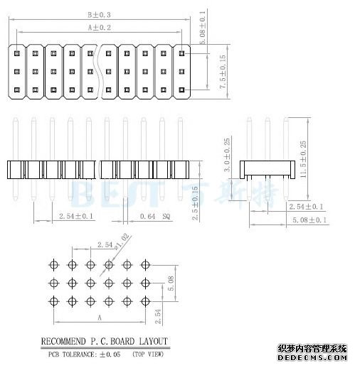 排針排母2.54 三排針180° 排針排母2.54 三排針180°